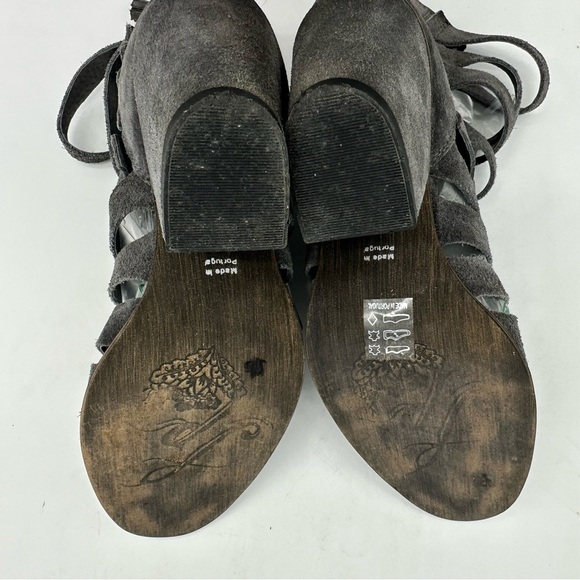 Free People Cayman Strappy Hybrid Gray Suede Open Toe Chunky  Heels 38 (US Sz 7) - Picture 13 of 14